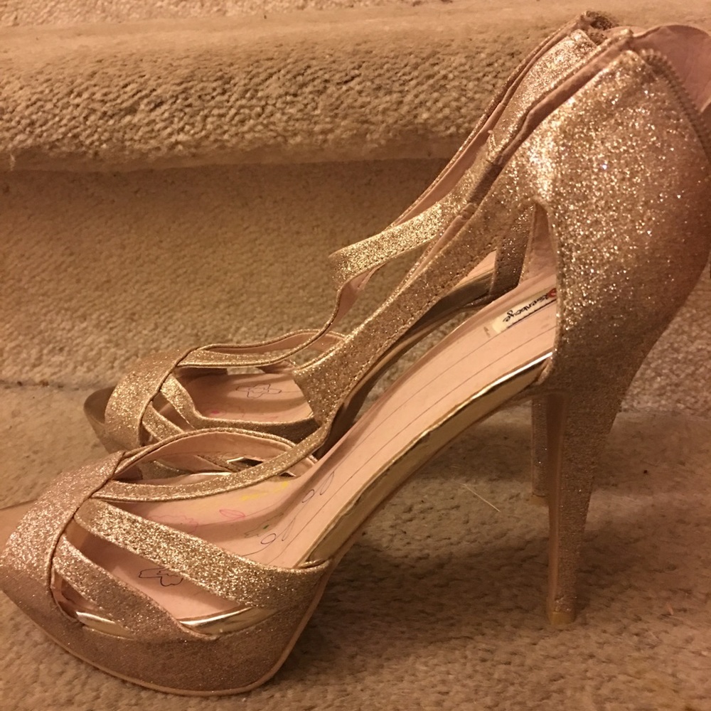 Gold strappy heels